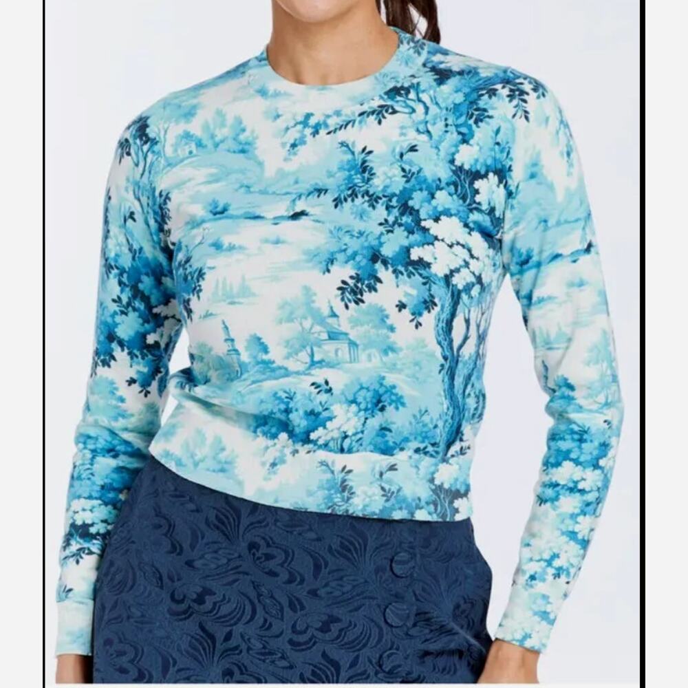 $265 Mestiza New York  Phoebe Toile Print Sweater | XS, Blue White NEW